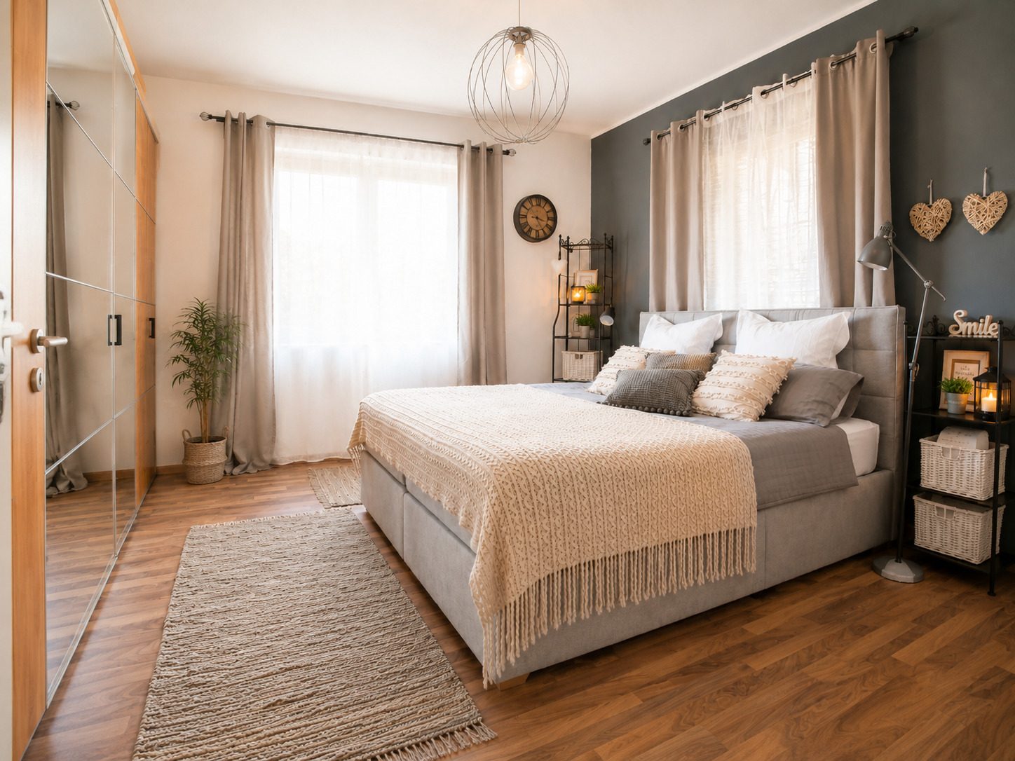 Schlafzimmer der Villa VinoSelo mit Boxspringbett