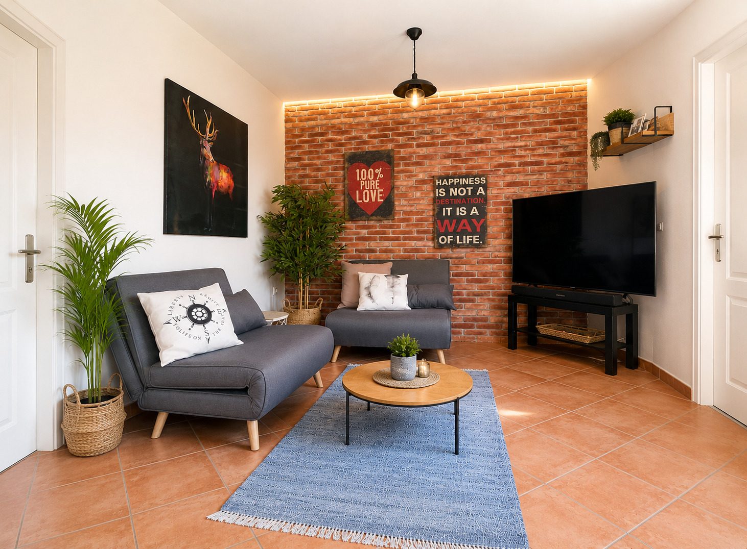 Wohnzimmer der Gästewohnung im Untergeschoss